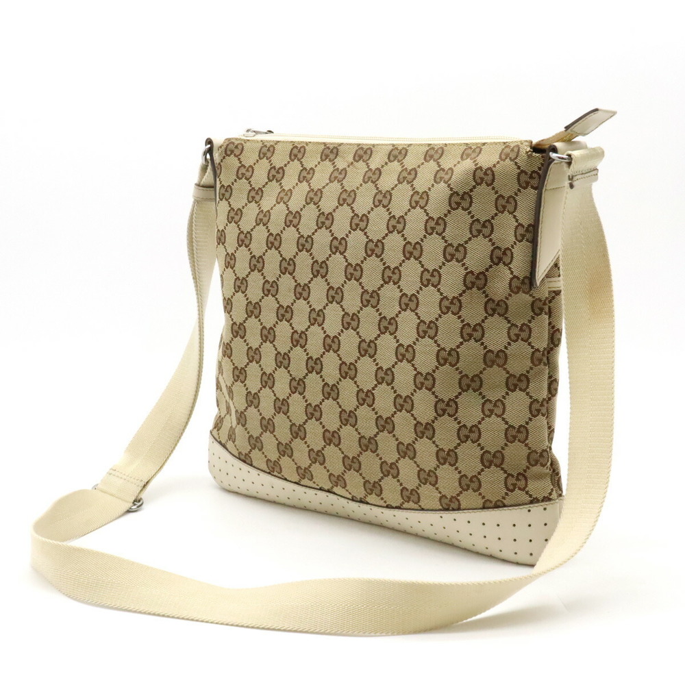 Gucci Bag Khaki Leather GG Tan Crossbody White Punching